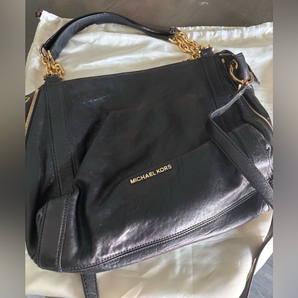 Michael Kors Black Leather Shoulder & Crossbody Bag